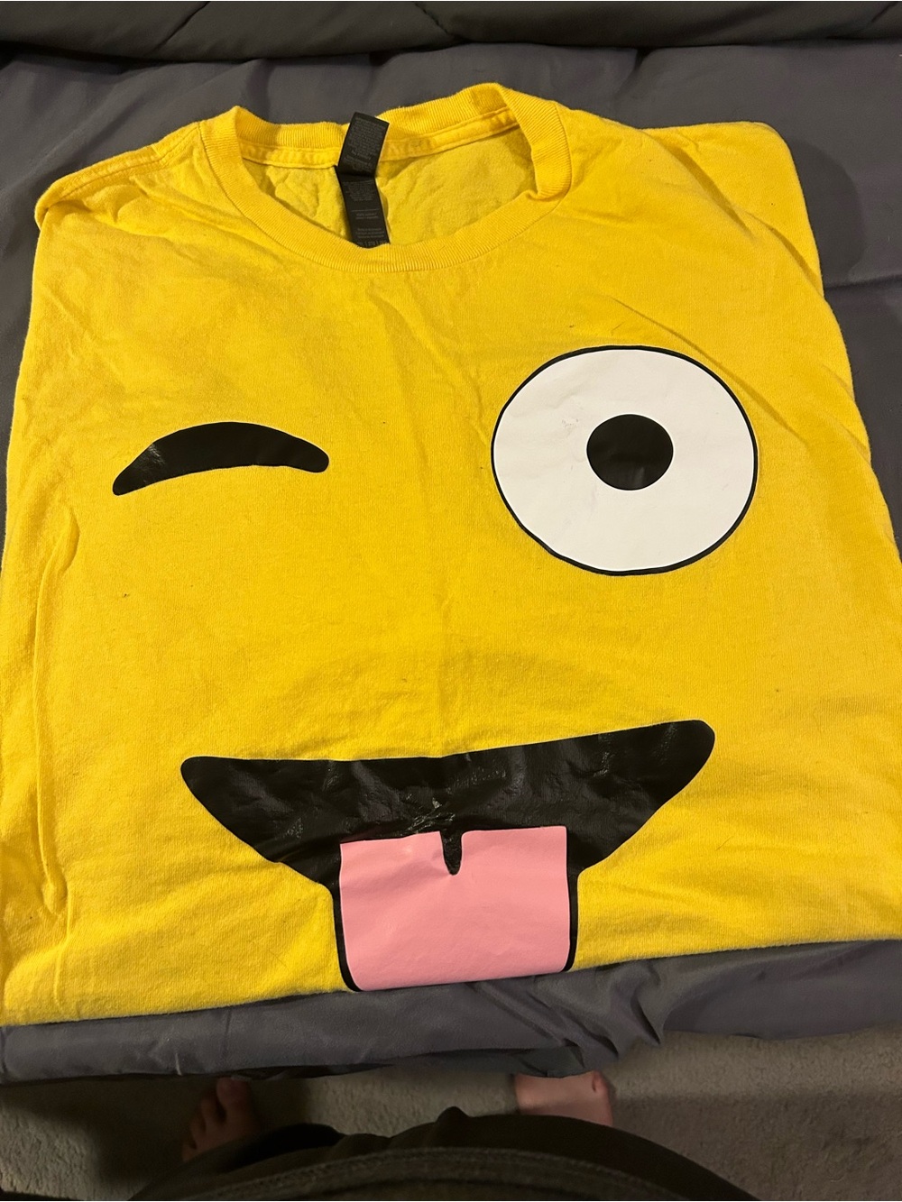 Gildan Yellow Emoji Tongue-Out Short Sleeve Tee